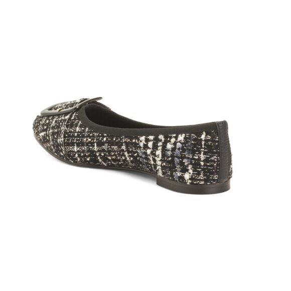 LIBERA MENTE Black Made In Italy Boucle Tweed Shoes With Buckle - Picture 2 of 2